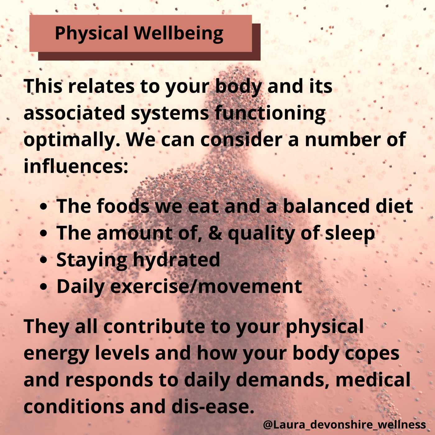 What is Holistic Wellness? 
The word ‘Holistic’ derives from ‘Holism’, with Greek roots ‘Holos’, meaning whole, complete, entire. 
The pictures above capture 5 aspects that contribute to our whole way of being:
✨Physical 
✨Mental 
✨Emotional 
✨Spiritual
✨Social